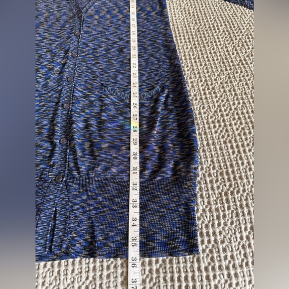 Free People Space Dye Longline Sheer V-Neck Button Cardigan Blue Gray M-L NWT - Picture 5 of 12